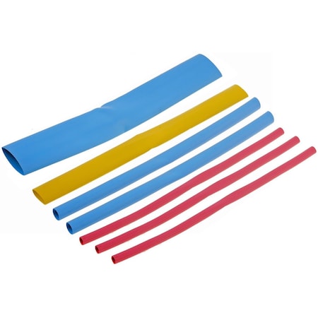 Dorman Heat Shrink Tube Assortment, 3/8 in, 1/4 in, 1/2 in, 1 in, Blue, Red, Yellow, 6 in 85686
